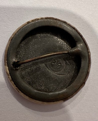 Antique 1″ Celluloid Portrait Pin Back Button Woman Portrait C -Clasp c 1920