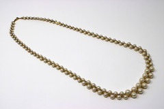Vintage Graduated Pearl Necklace w/ Gold Vein – 23–24” Layered Rows