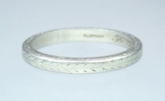 Fab Antique Art Deco Platinum Palladium 2.5mm Floral Wedding Band Ring 1921 6.75