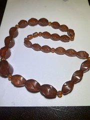 Great Vintage Cognac Natural Baltic Amber Carved Faceted Graduated Necklace