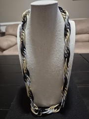 Vintage Triple Interwoven Oval Link Necklace. 28″