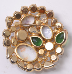 D & E Juliana Demi Parure Set Easter Egg Rhinetone Brooch & Clip On Earrings VTG