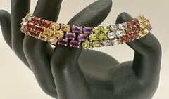Vintage Ross-Simons 925 Sterling Silver 18K Vermeil Multi Gemstone Bracelet 24g