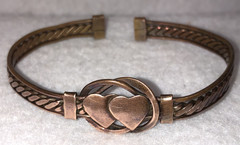 COPPER BRACELET 2 HEARTS Friendship Love Vtg Pain Relief Rheumatism Arthritis