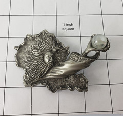 JJ Jonette Wizard holding Fortune Telling Crystal Ball Pin Broch 4 x 2.5″ VTG