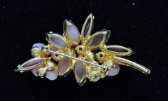 Verified Juliana D&E Brooch Pin Pink Stripe Givre Glass Rhinestone Floral 1960s