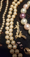 Vintage Jewelry Lot, Pearl Necklaces, Brooches, Slides, Ring, Earrings, 20 Items