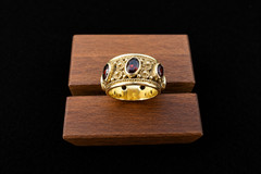 Vintage Garnet and Gold Eternity Band