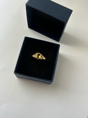 Vintage Yellow Cubic Zirconia Ring Gold Plated Womens Size 8.5