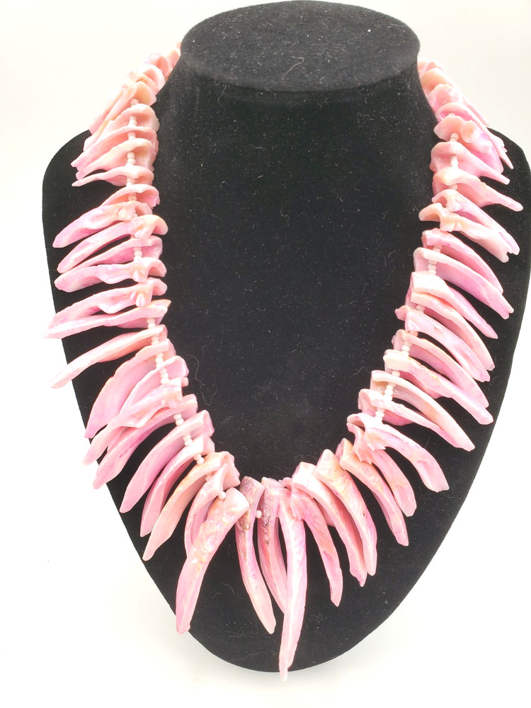 Vintage Pink Branch Necklace Bahamas 1985 Organic Material Statement Piece