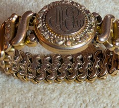 Antique D.F. Briggs CARMEN Sweetheart Expansion Bracelet Engraved Monogram