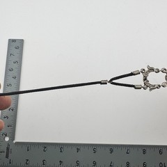 Vintage Black Cord Silver Tone Cameo Choker Necklace Adjustable 12-15 Inch