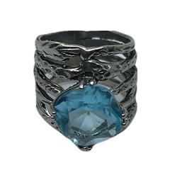 Israel sterling silver blue topaz ring – GM595