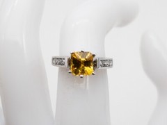 $6000 3.50ct Natural Asscher Cut Yellow Sapphire Diamond 14k White Gold Ring