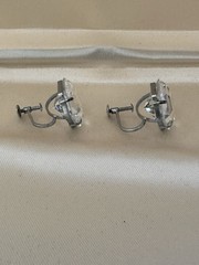 Art Deco Antique Sterling Rock Crystal Hexagon Star earrings