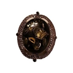 VTG 2-1/4″ Domed Filled Resin Oval Brooch Pendent Antique Rhinestone