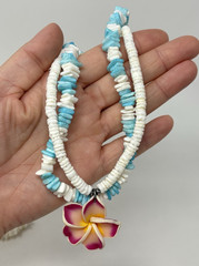 Vintage Y2K 90s Puka Shell Heishi Necklace Bracelet Lot 10 Surfer Hawaiian Beach