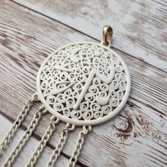 Vintage Pendant – Large Statement Cream with Dangle – No Chain Included