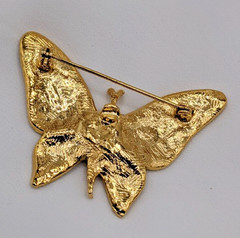 Vintage Butterfly Brooch Pin Pastel Pink Yellow Lavender Enamel Gold Tone Estate