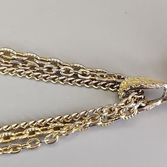 Vintage Celebrity Tassel Necklace Teardrop Imitation Pearl Layered Gold Tone 24″