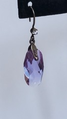 Vintage Earrings Made In 1970s Russia. 875 Silver & Amethyst Color Chrystals