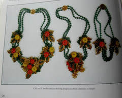 MIRIAM HASKELL RARE Enamel Leaves Glass Bead Necklace Brooch Set BOOK PIECE!