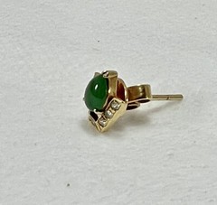 GIA certified a set omphacite jade & diamon worman’s ear ring. GIA 鉴定辉玉（墨翠）耳钉