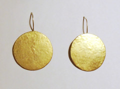 HERVE VAN DER STRAETEN 24K Gold Plated MODERNIST DISK EARRINGS Hand Made