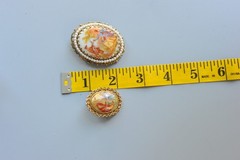 Vintage lot Cameo Style romantic Brooch Pin 1 signed West Germany PG25