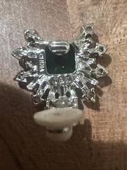 Vintage JBK Camrose & Kross Simulated Emerald CZ Silver Tone Clip On Earrings