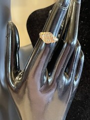 ART NOUVEAU 14k Yellow Gold Oval Signet Ring Monogram “SB_JS” Sz 5 Vintage