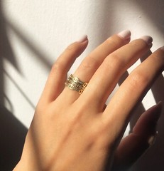 Dainty Anchor Mariner Link Chain Ring 18K Gold Filled Sterling Silver | Size 9