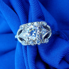 Original EARTH MINED DIAMOND Deco Engagement Ring Solid 14K WHITE GOLD SOLITAIRE