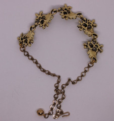 Vtg Gold Tone AB Rhinestone Cluster Choker Necklace 15″ 1950s 1960s Unsigned