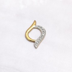 Vintage Pendant Gold Tone, Silver Tone, Clear Gems – Fair Condition