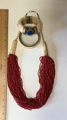 VINTAGE BRACELET INDIA BANGLE HORN BONE BRASS GEM – 2 Braclets & Beaded Necklace