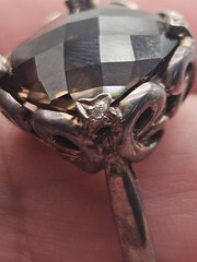 Vintage Sterling Silver Smoky Quartz Crystal Ring Size 7