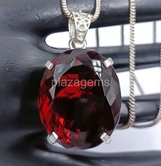 160 Ct Certified Oval 925 Solid Silver Natural Red Ruby Pendant k