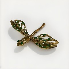 Antique French Art Nouveau Dragonfly Brooch Trombone Clasp