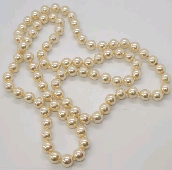 Vintage Single Row Graduated Cream Faux Pearls 15.5 inches