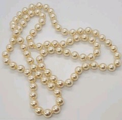 Vintage Single Row Graduated Cream Faux Pearls 15.5 inches
