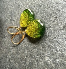 Unique green Treated Amber Earrings 4.76g