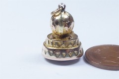 ANTIQUE REGENCY ENGLISH 15K THREE COLOUR GOLD AMETHYST SEAL FOB CHARM c1820