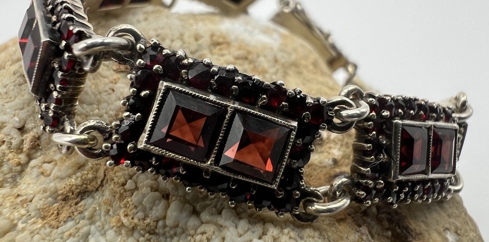 Vintage 835 Silver & Garnet Trachten Bracelet