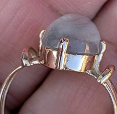 Victorian 10K Rose Gold Ring With Blue Moonstone Sz 8.5