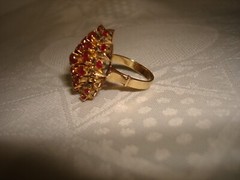 Vintage Stamp 14k Yellow Gold Ruby Rubies Now 13k Hand Made Harem Huge Ring 8.25