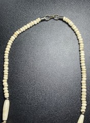 Vintage Faux Bone Bead Necklace – Tribal Ethnic Statement Jewelry