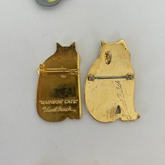 Vtg WHIMSICAL CAT Brooch Lot 50s 70s 80s Jewelry Artisan Burch Pinback Earrings