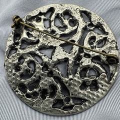 VTG Pewter Celtic Triskellion Design Swirl Brooch Silver Tone 2”