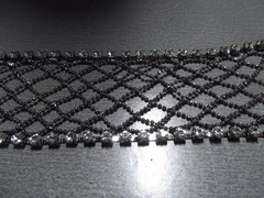 Vtg Costume Jewlery Chain Link w/Sparkly Rhinestones 8.5″in Stretchy Barcelet
